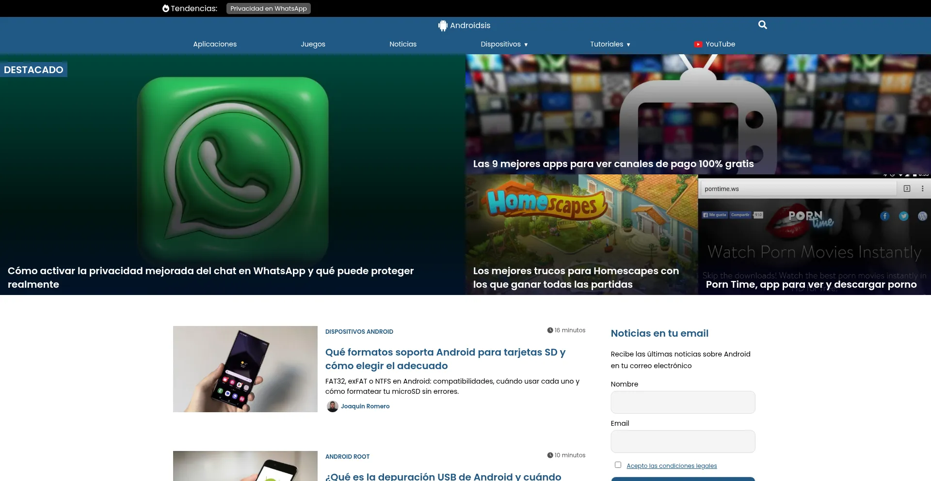 Website screenshot of Androidsis.com