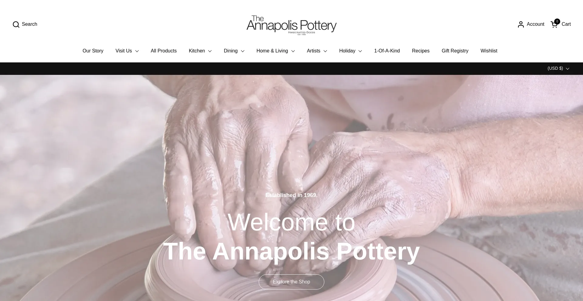 Website screenshot of Annapolispottery.com