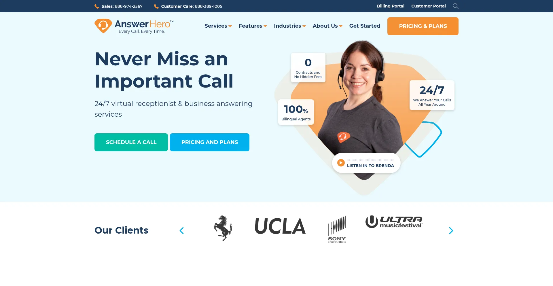 Website screenshot of Answerhero.com