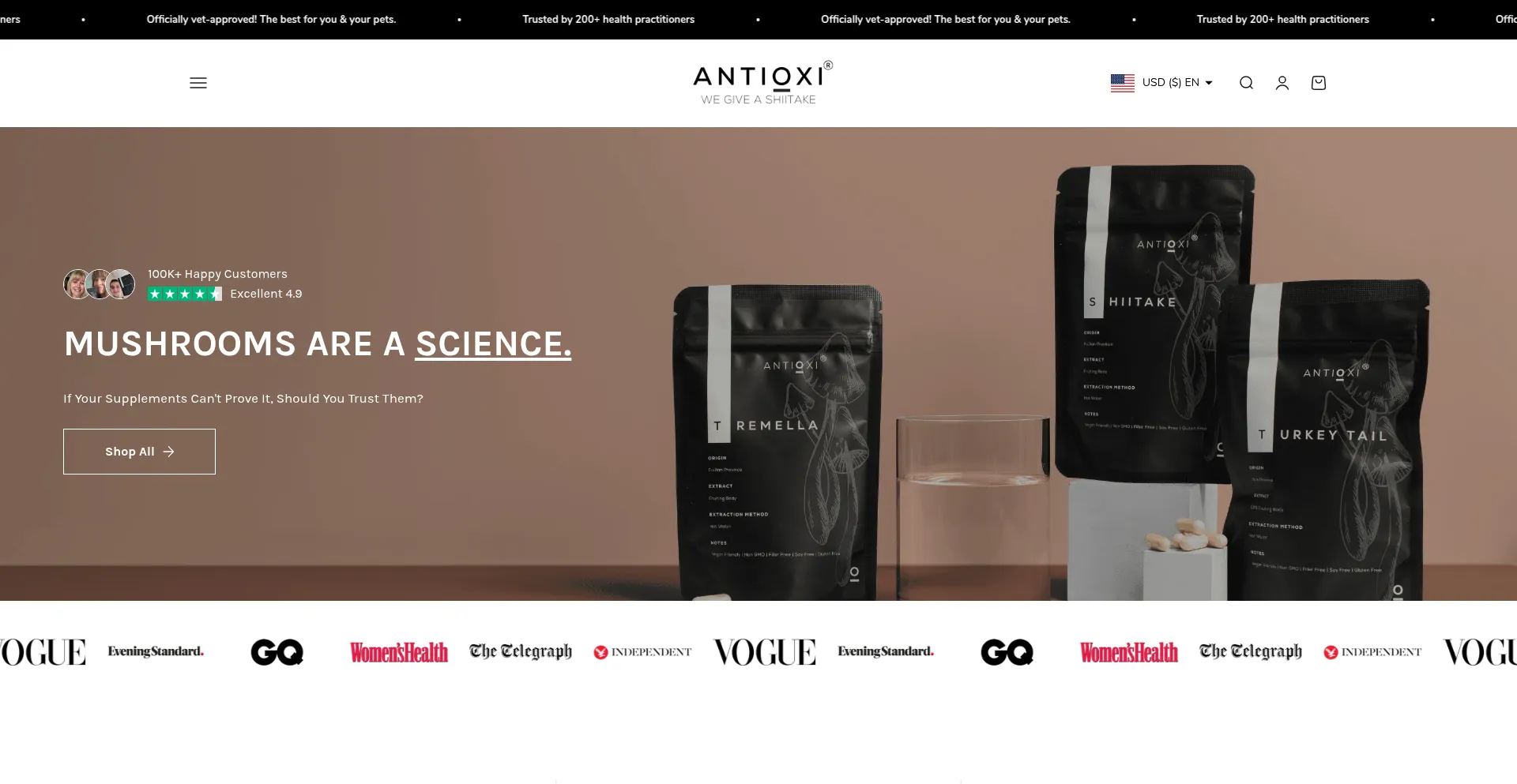 Website screenshot of Antioxi-supplements.com