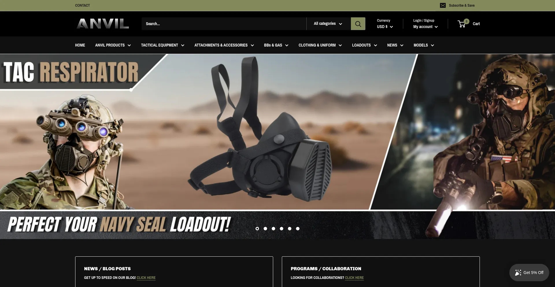 Website screenshot of Anviltacticalairsoft.com