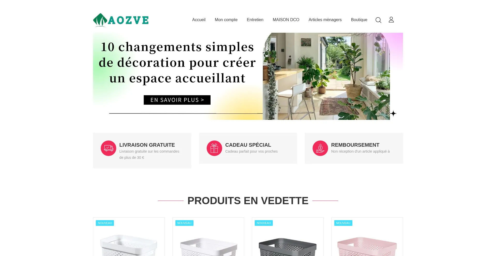 Website screenshot of Aozve.com