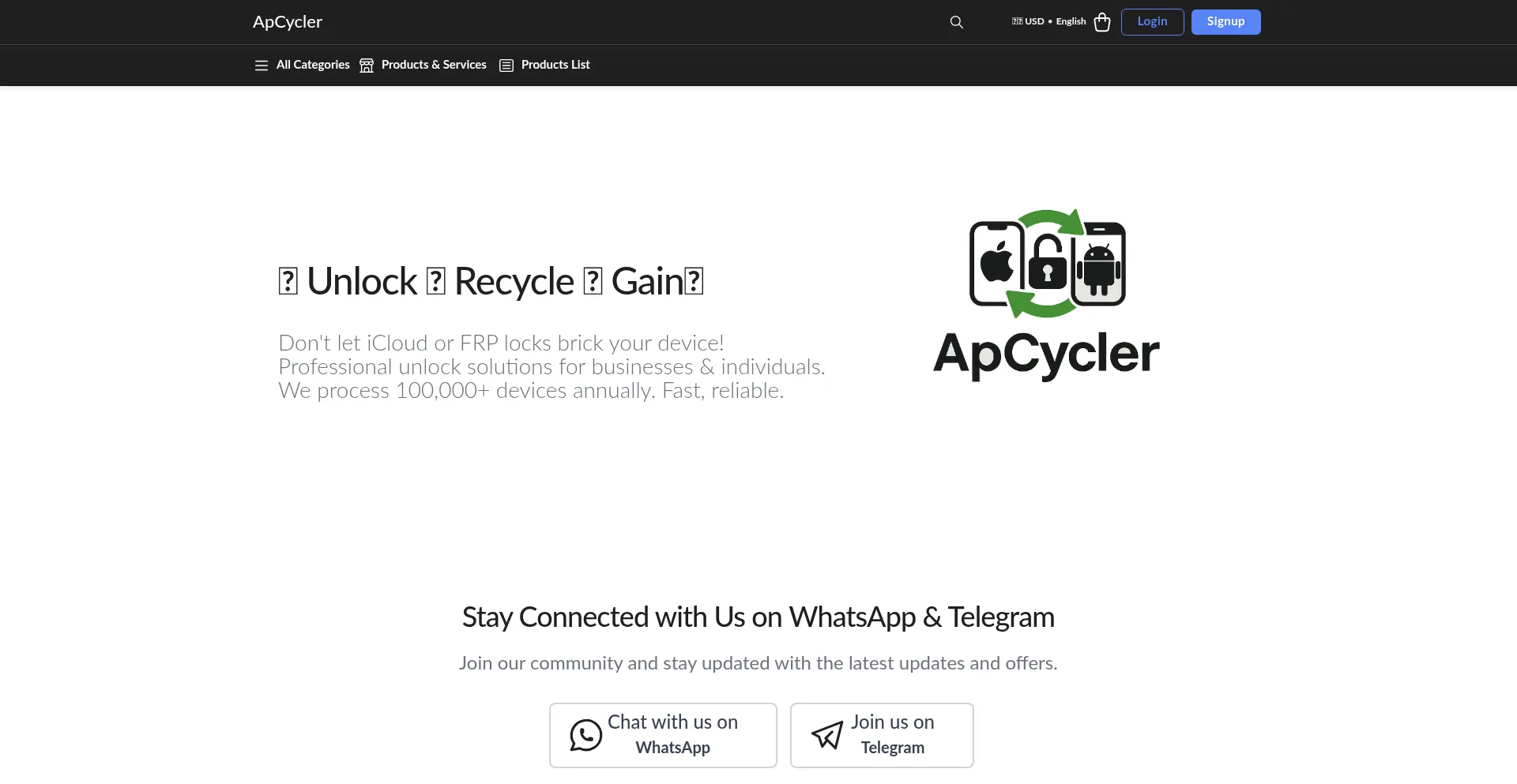 Apcycler.com Screenshot