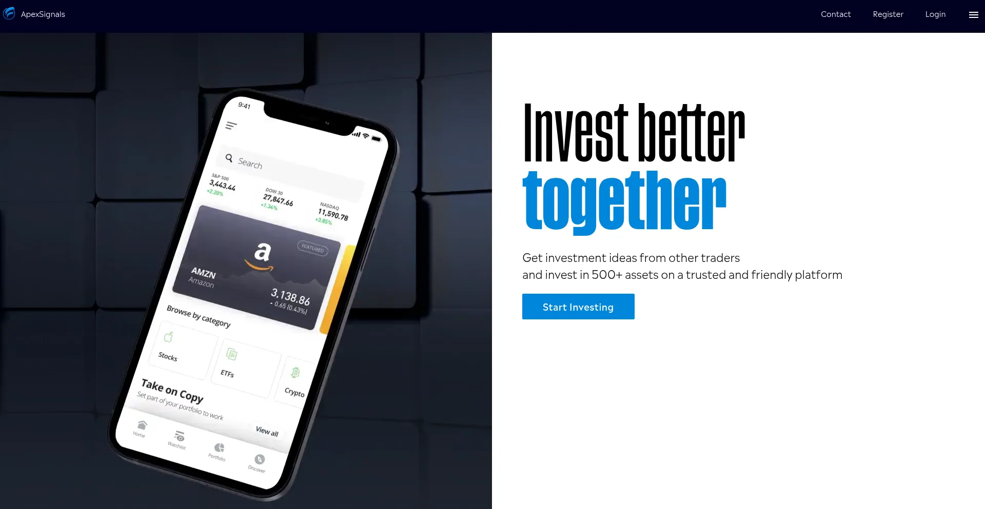 Website screenshot of Apexsignals.live