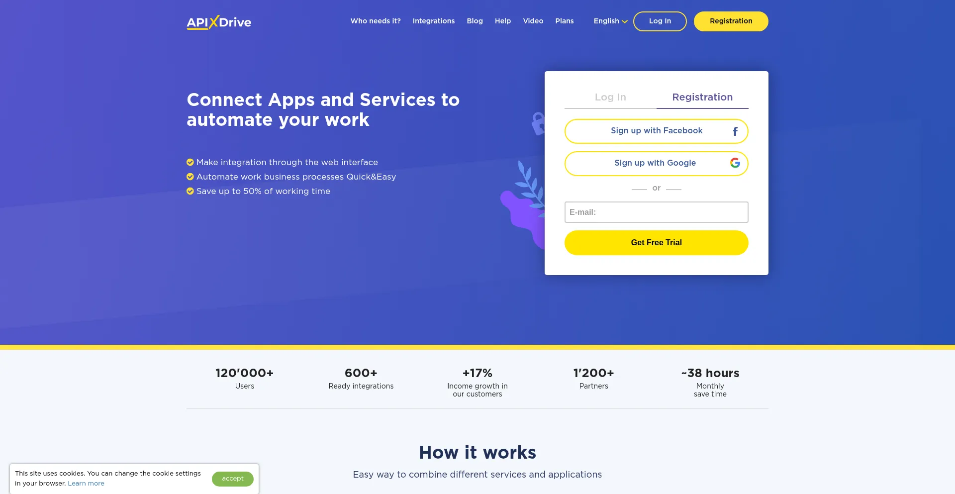 Website screenshot of Apix-drive.com