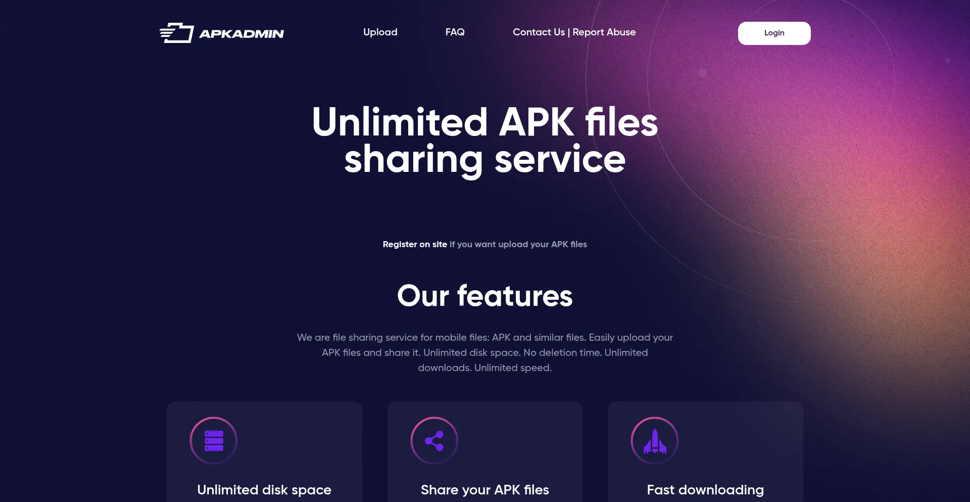 Website screenshot of Apkadmin.com