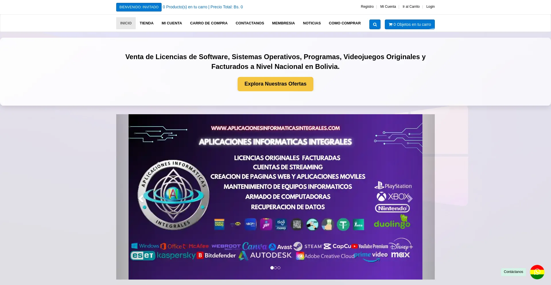 Website screenshot of Aplicacionesinformaticasintegrales.com