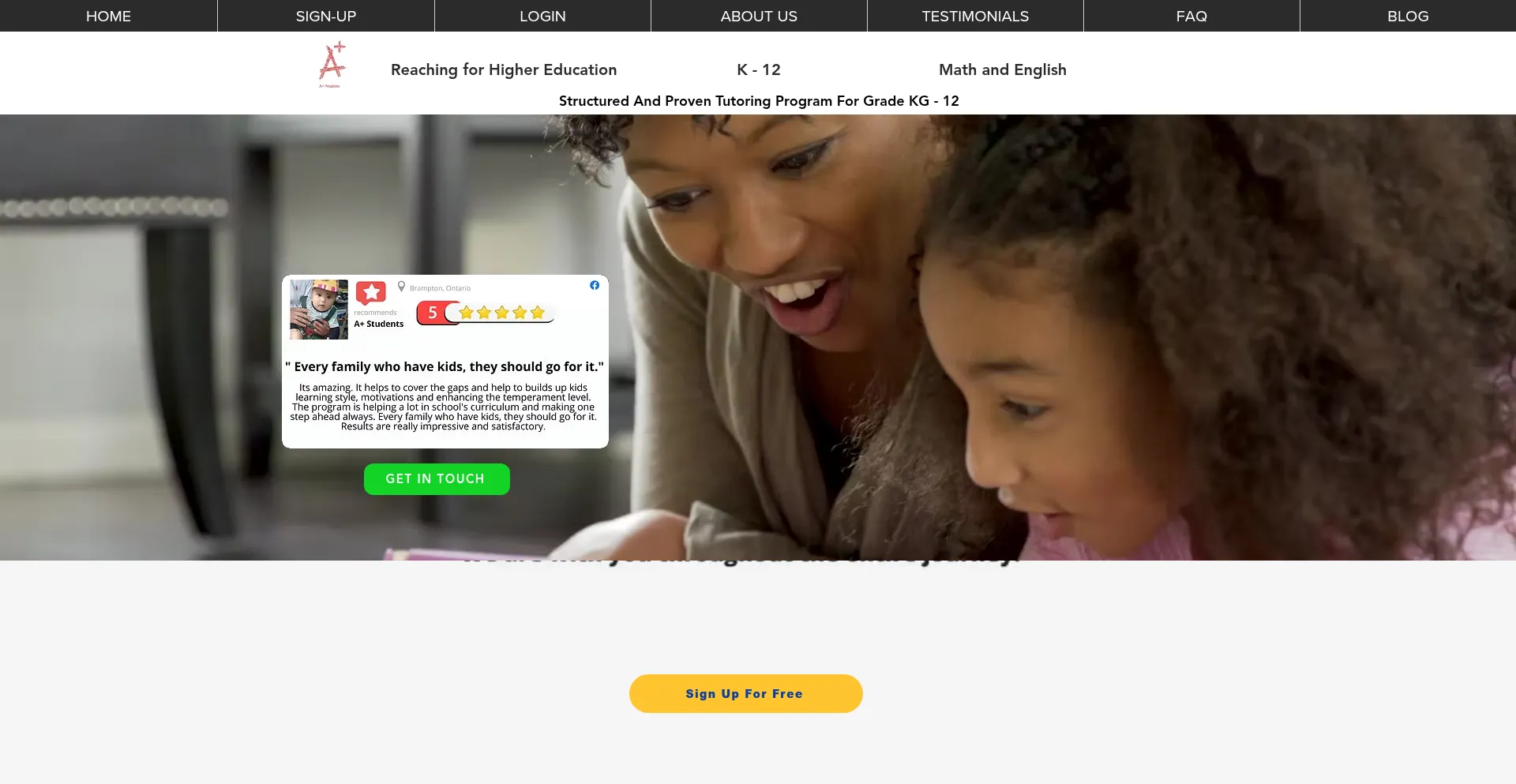 Website screenshot of Aplustudents.ca