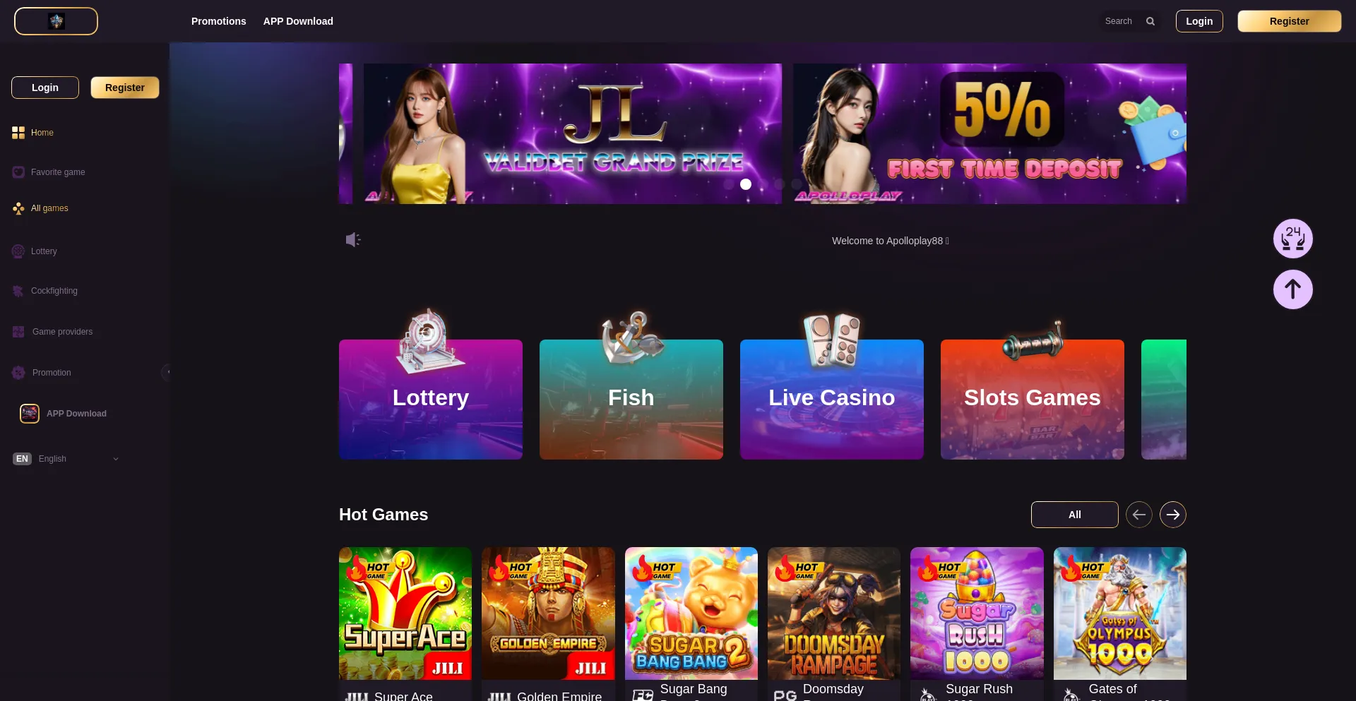 Website screenshot of Apolloplay88.vip