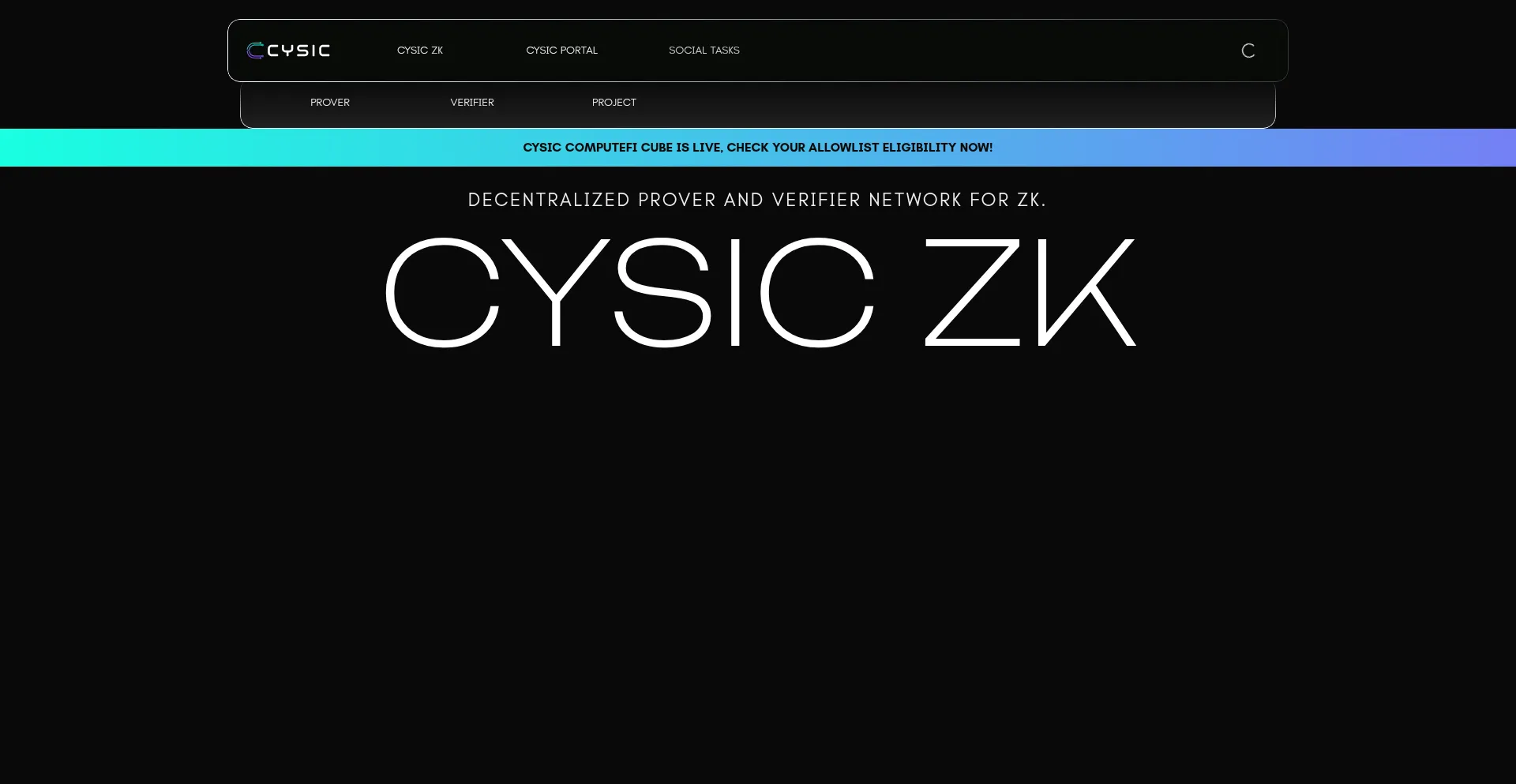 Website screenshot of App.cysic.xyz