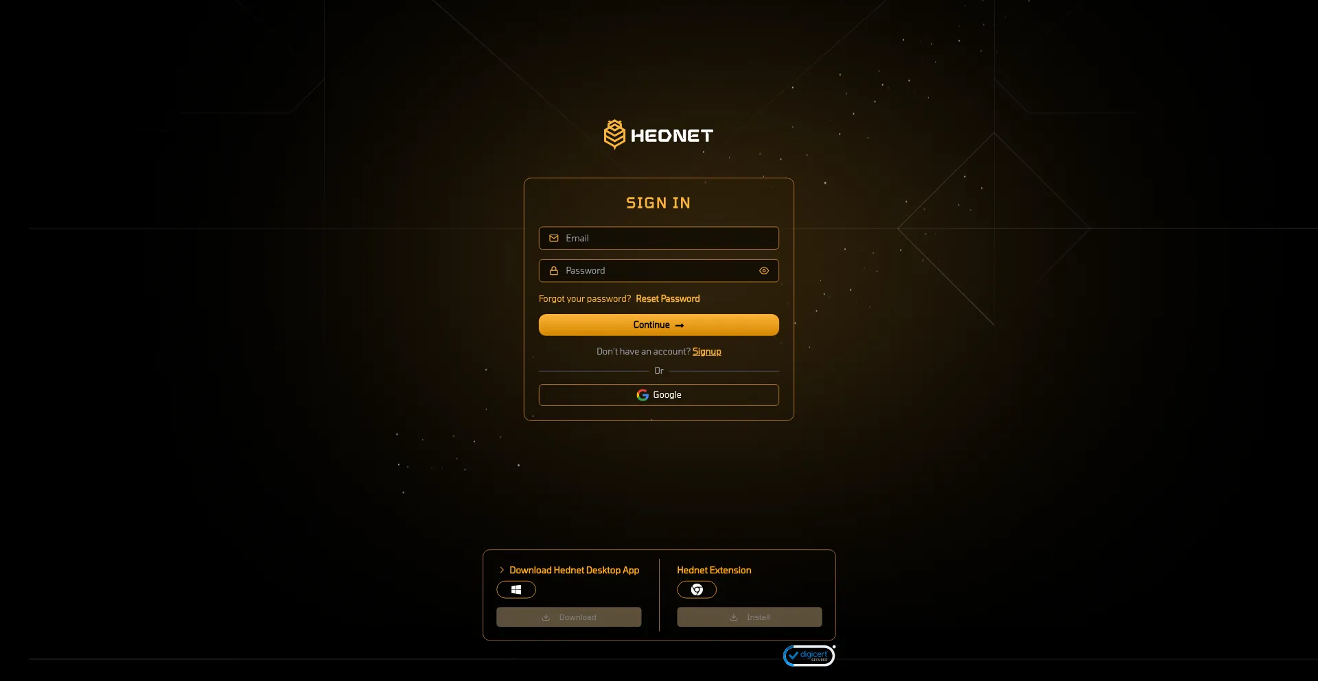 Website screenshot of App.hednet.io