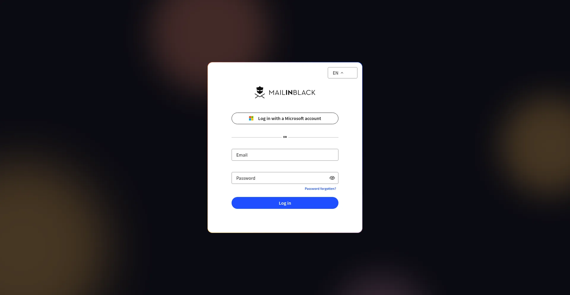 Website screenshot of App.mailinblack.com