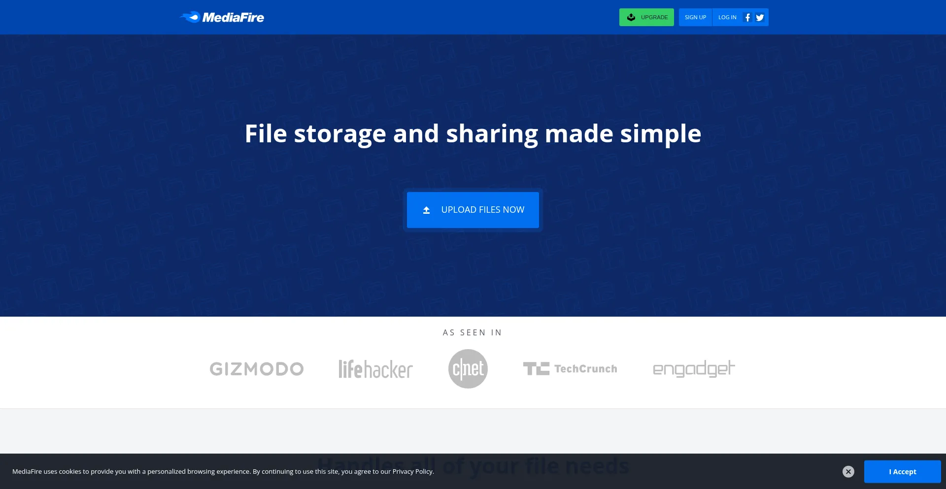 Website screenshot of App.mediafire.com