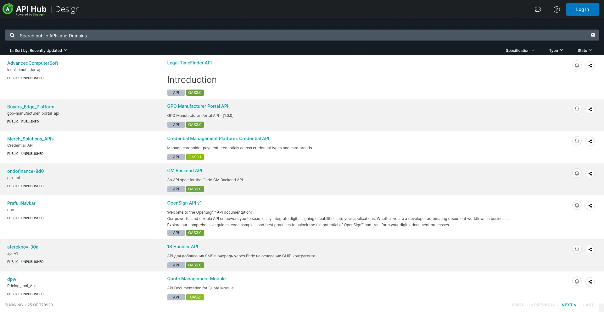 Website screenshot of App.swaggerhub.com