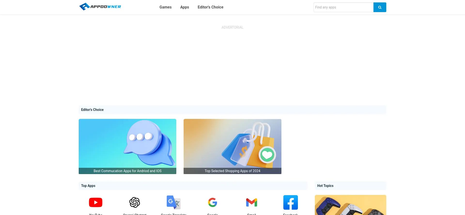 Website screenshot of Appdowner.com