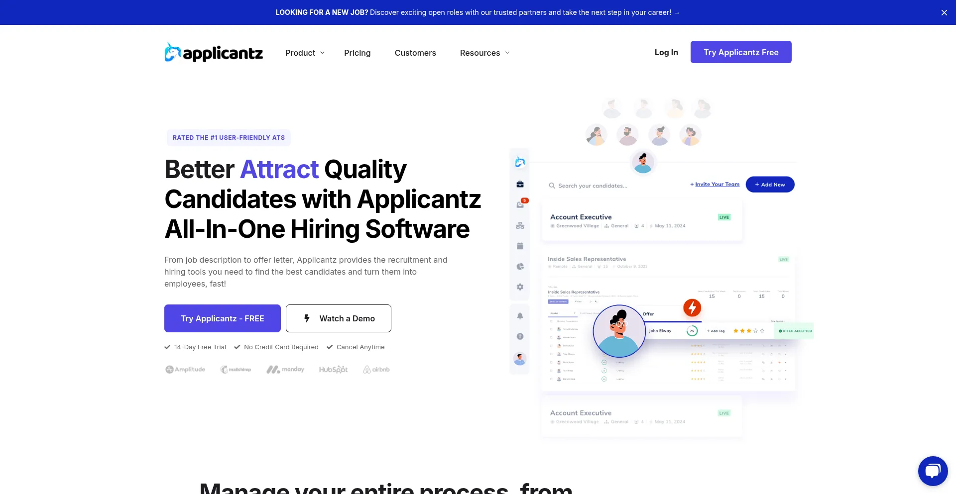 Website screenshot of Applicantz.io