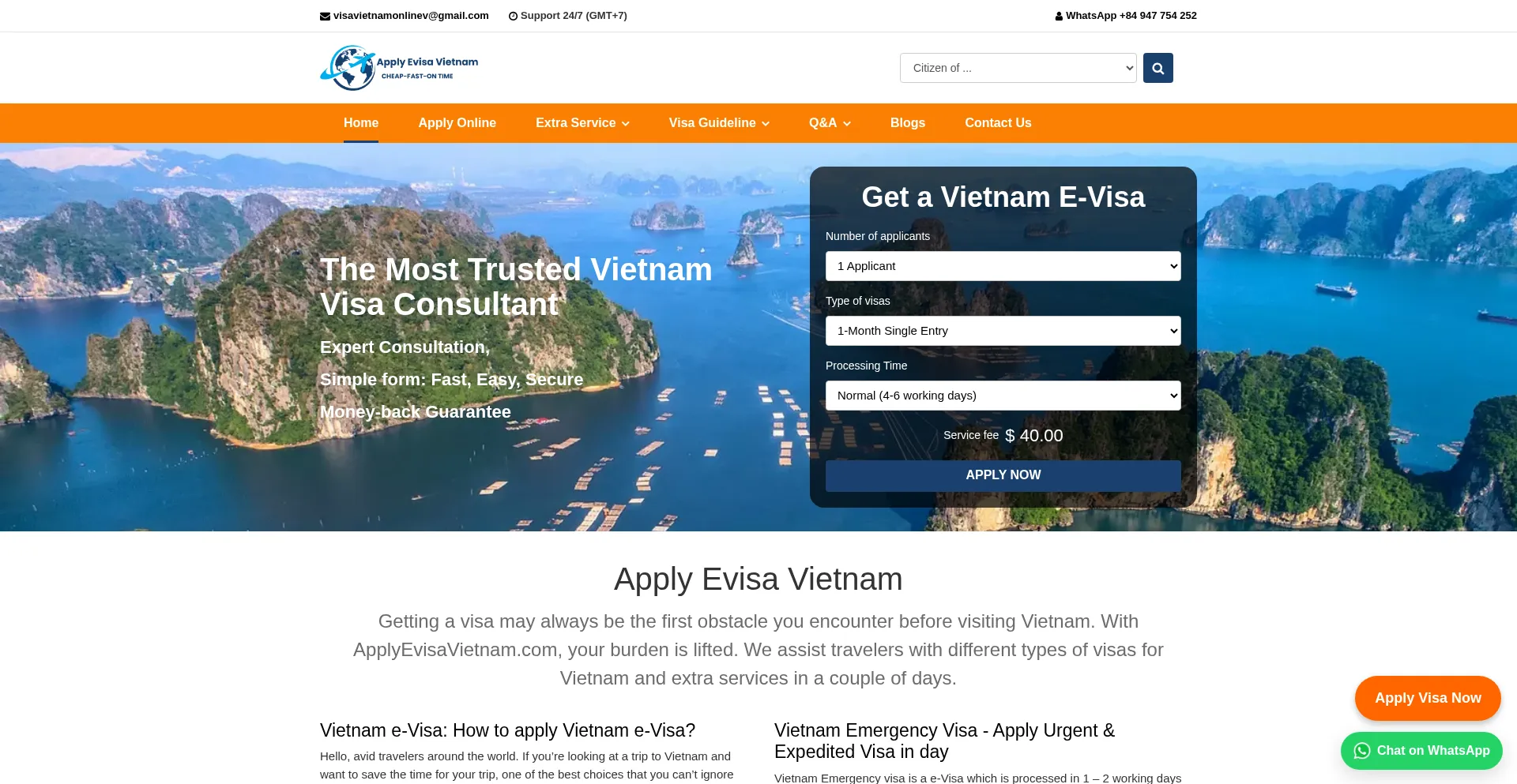 Website screenshot of Applyevisavietnam.com