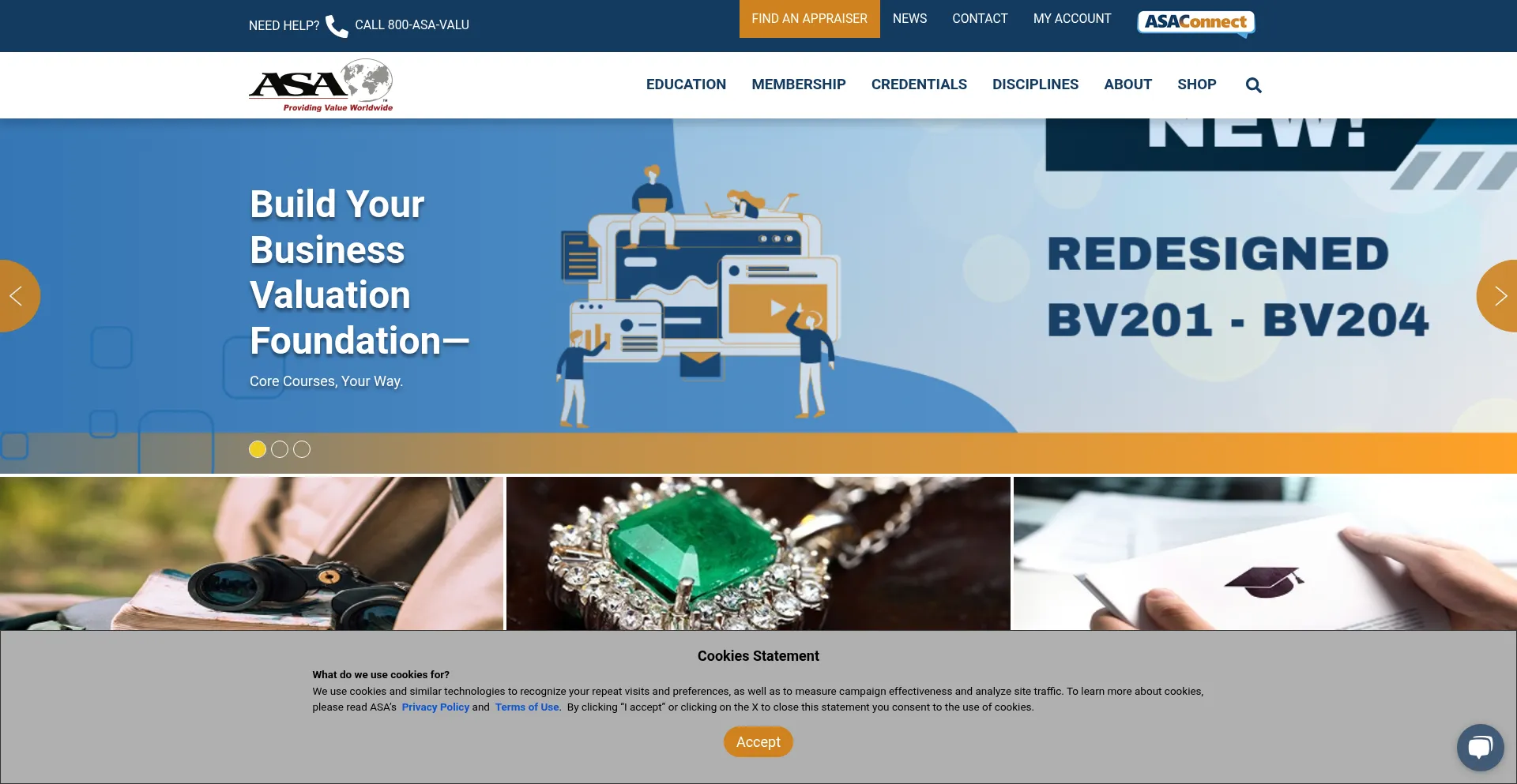 Website screenshot of Appraisers.org