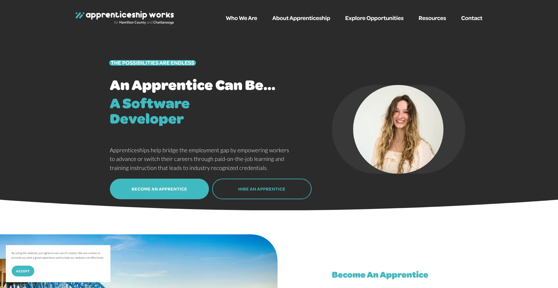 Website screenshot of Apprenticeship.works