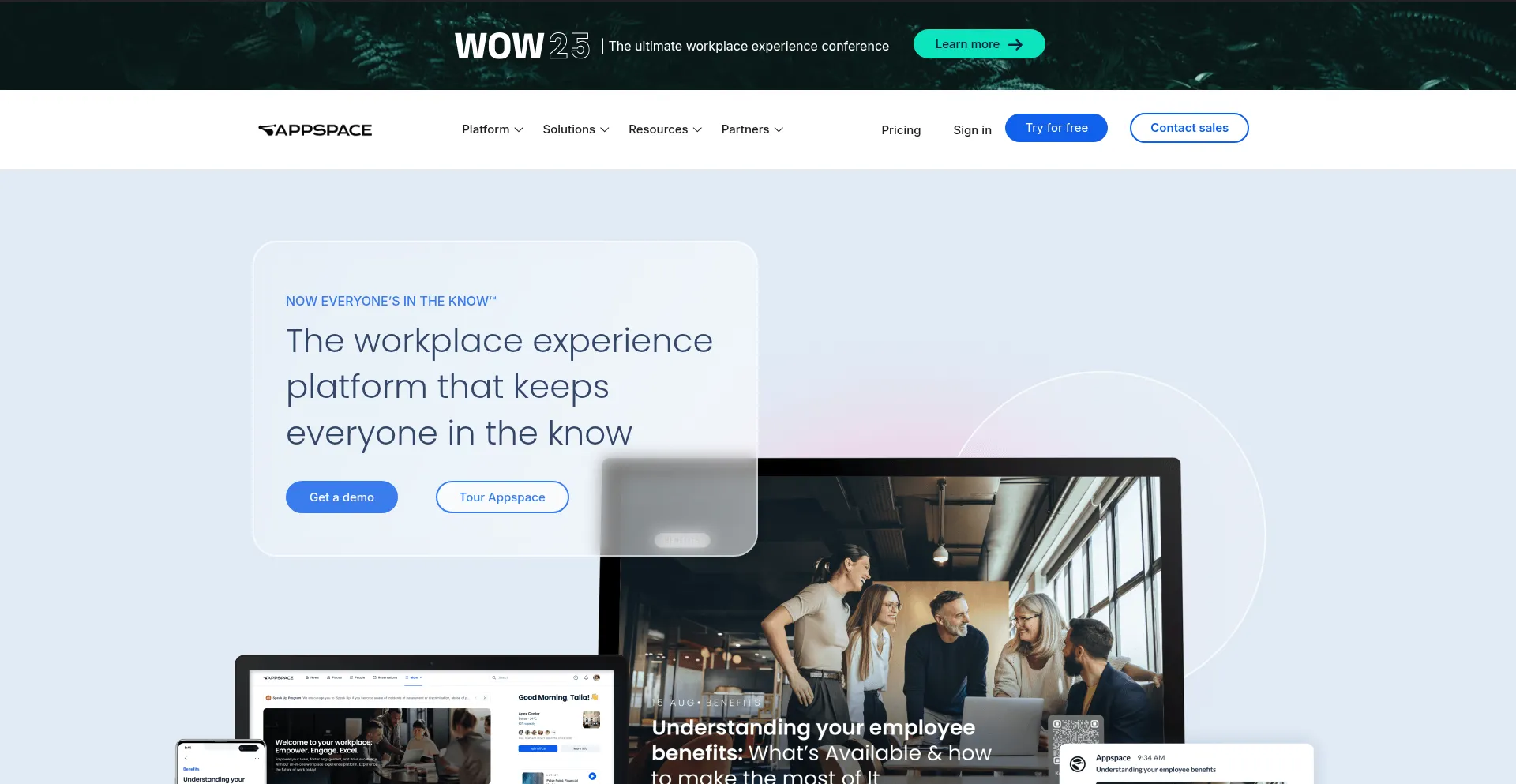 Website screenshot of Appspace.com