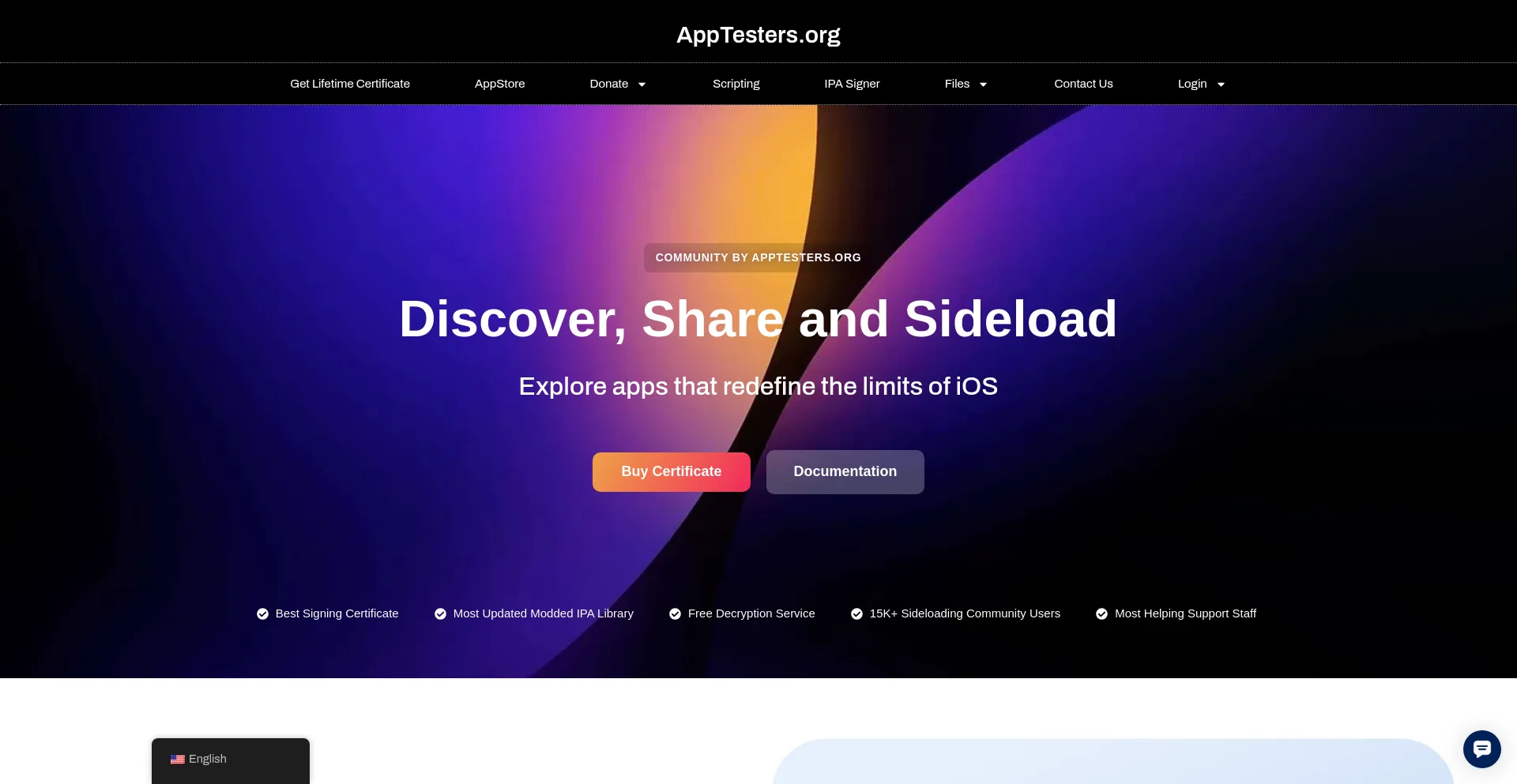 Website screenshot of Apptesters.org