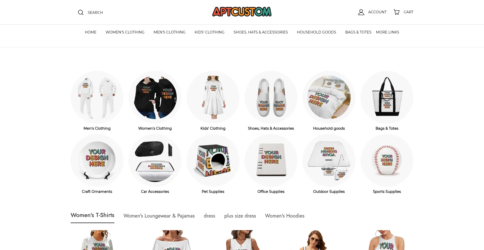 Website screenshot of Aptcustom.com