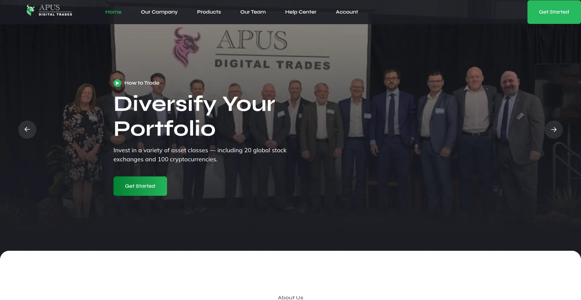 Website screenshot of Apusdigitaltrades.com