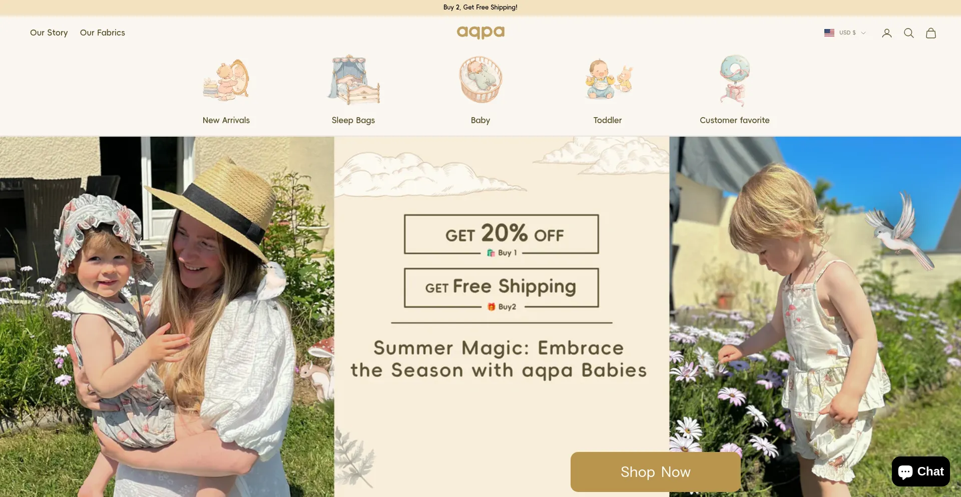 Website screenshot of Aqpababies.com