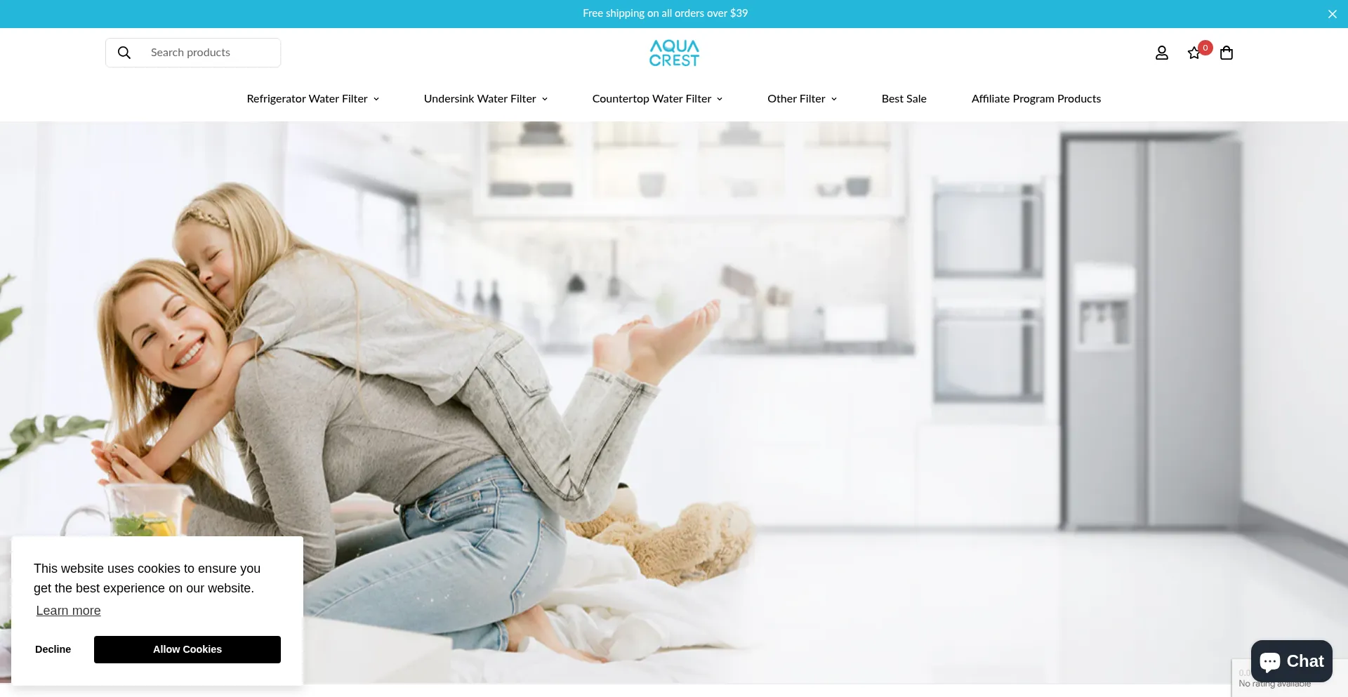 Website screenshot of Aquacrestfilter.com