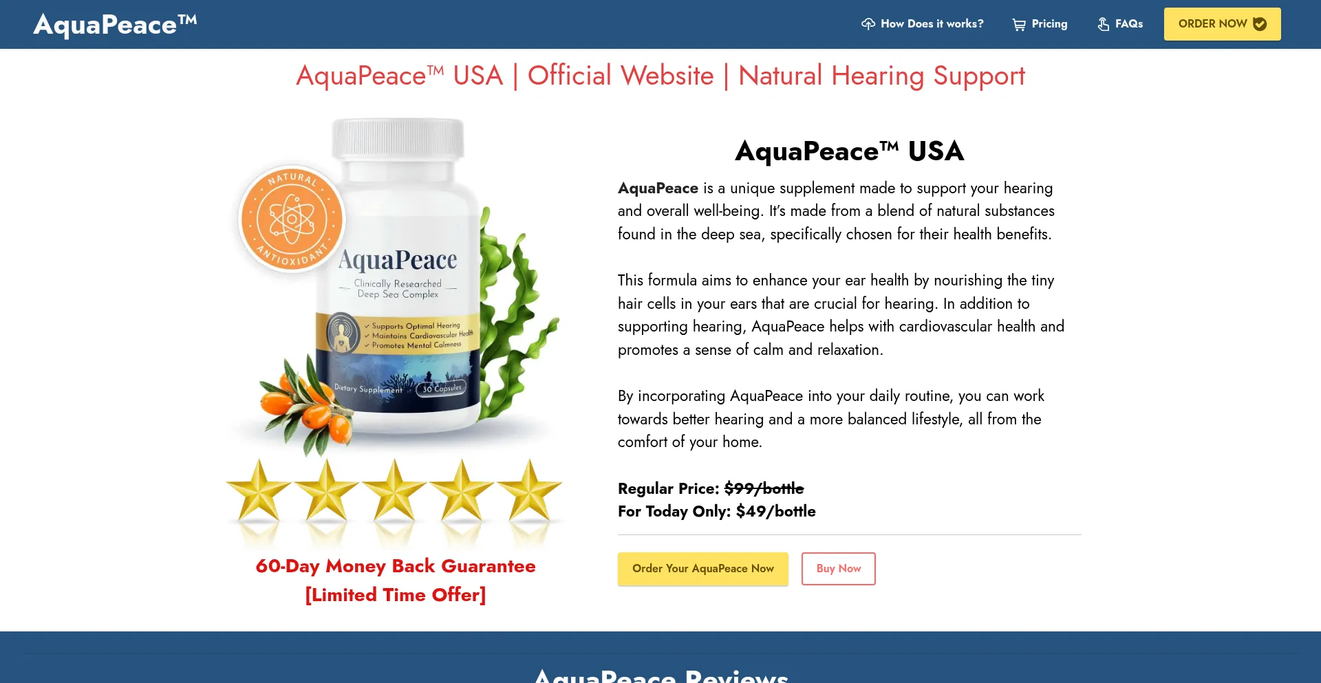 Website screenshot of Aquapeace-us.us