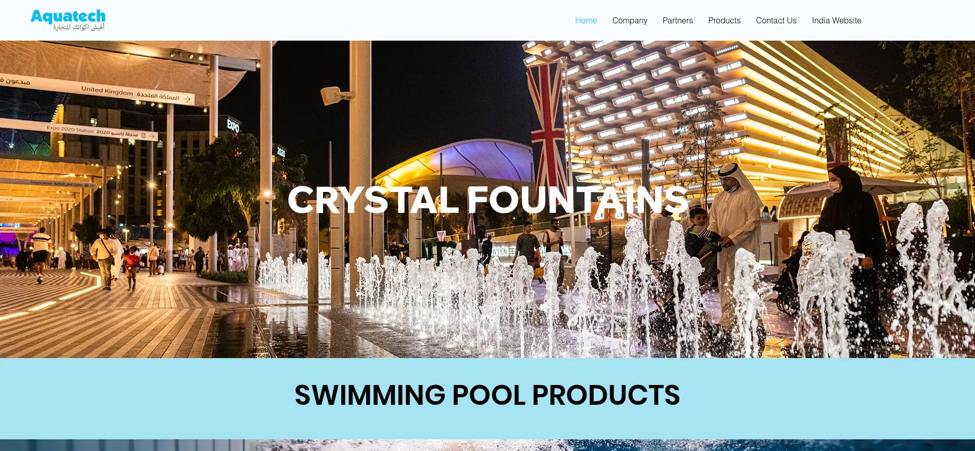 Website screenshot of Aquatechpools.ae