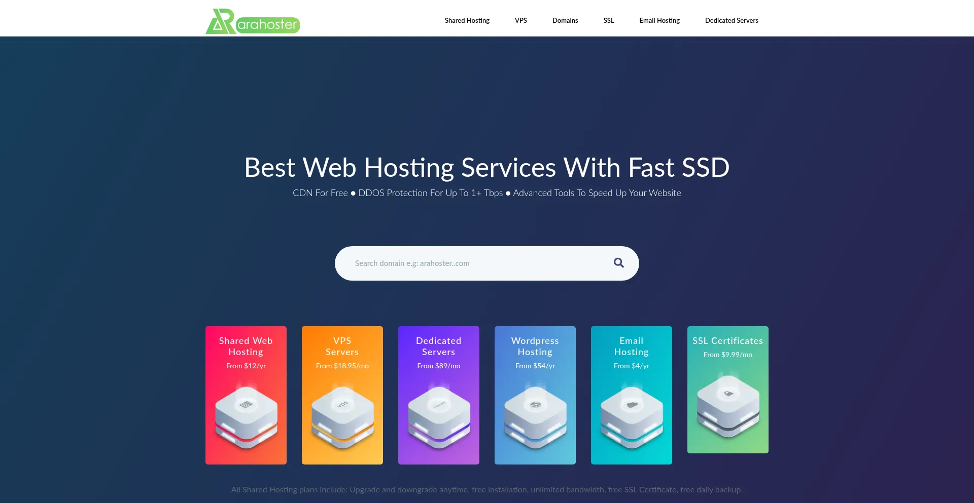 Arahoster.com Screenshot