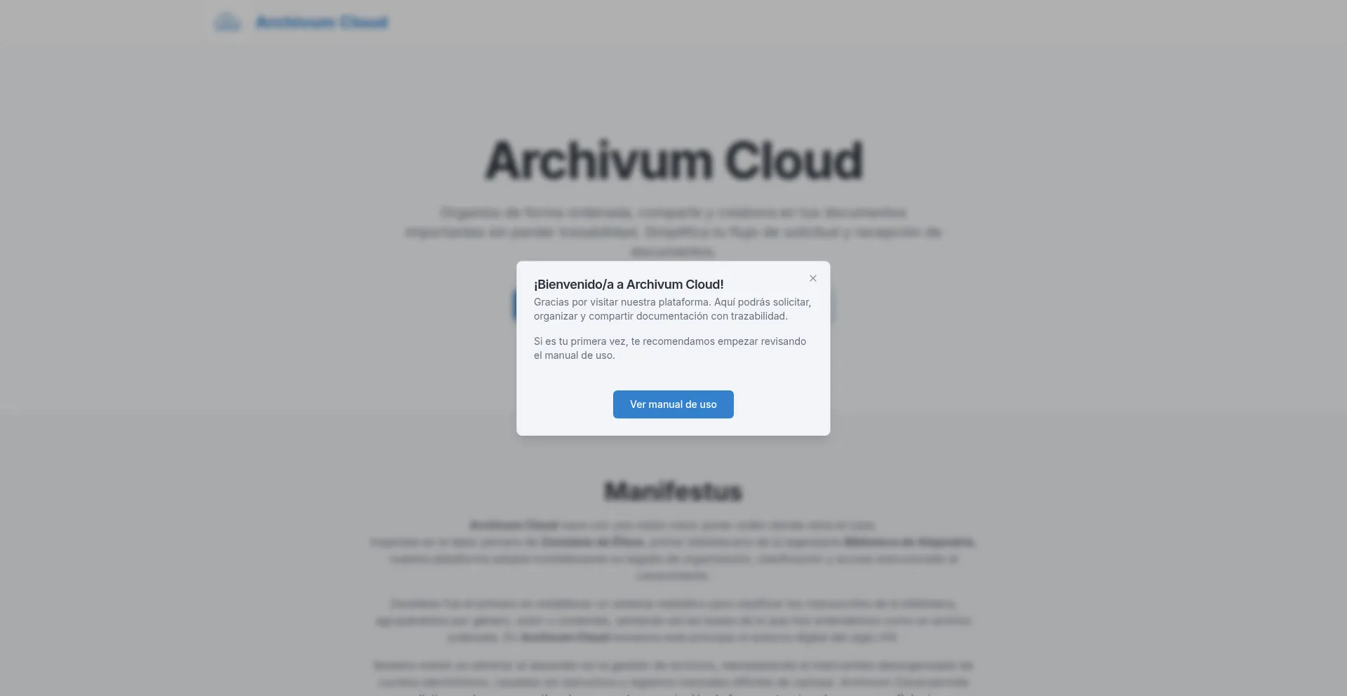 Website screenshot of Archivumcloud.com