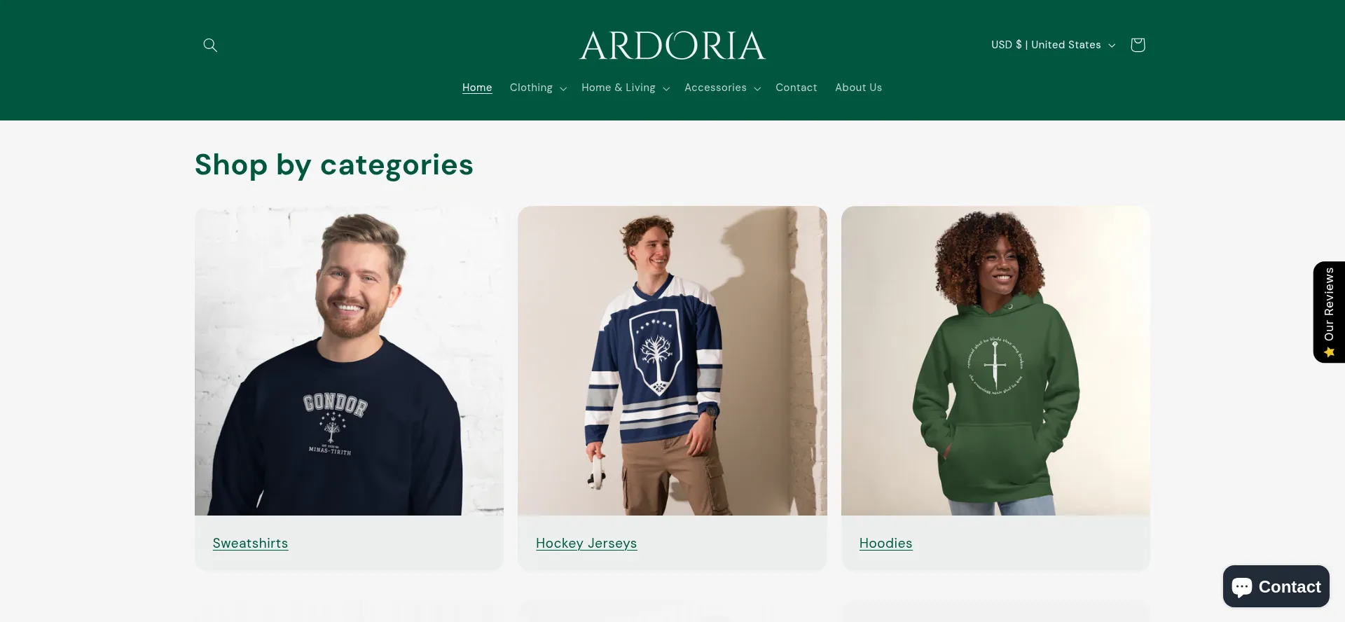 Website screenshot of Ardoria.shop