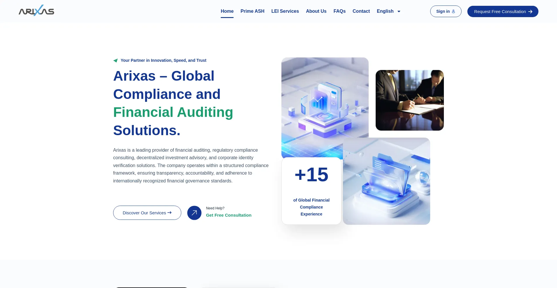 Website screenshot of Arixas.com