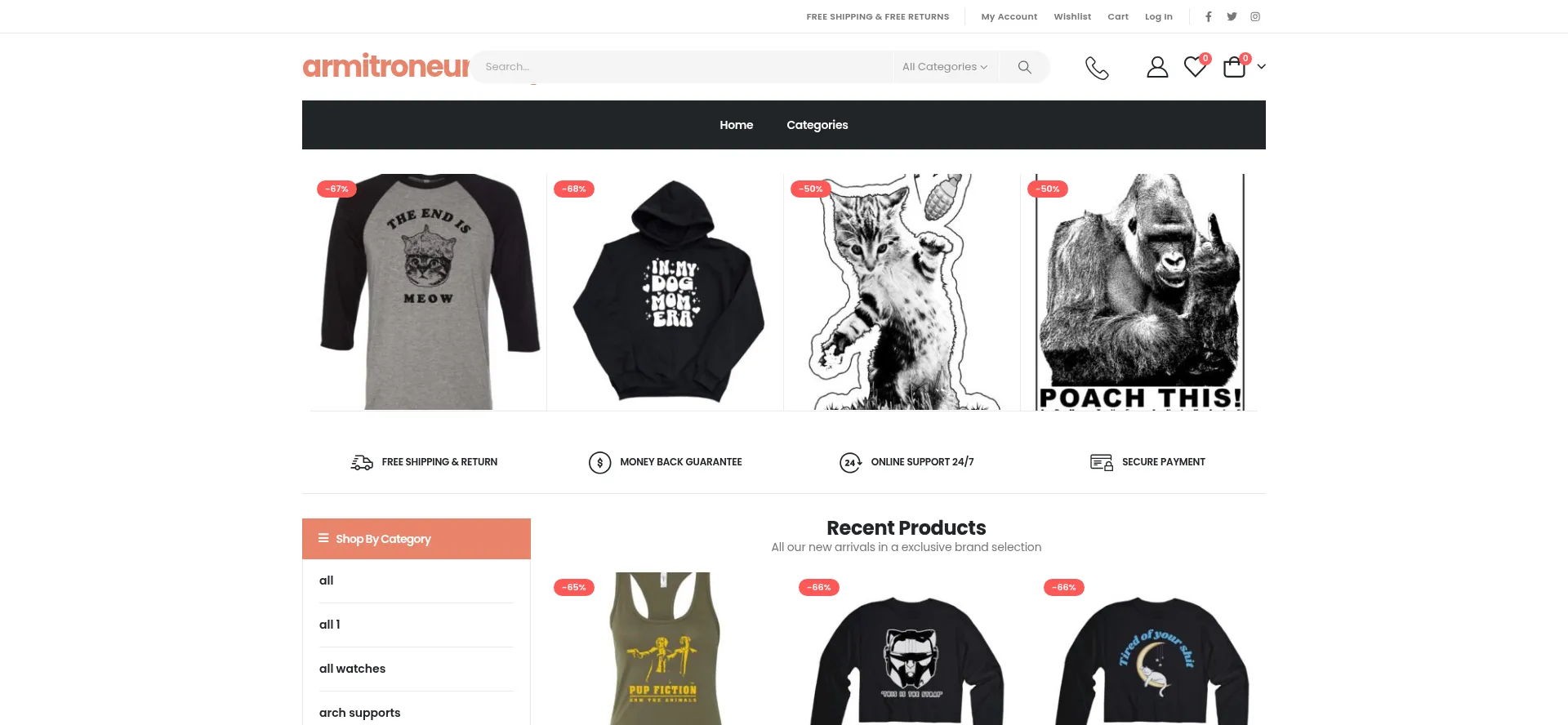 Website screenshot of Armitroneur.shop