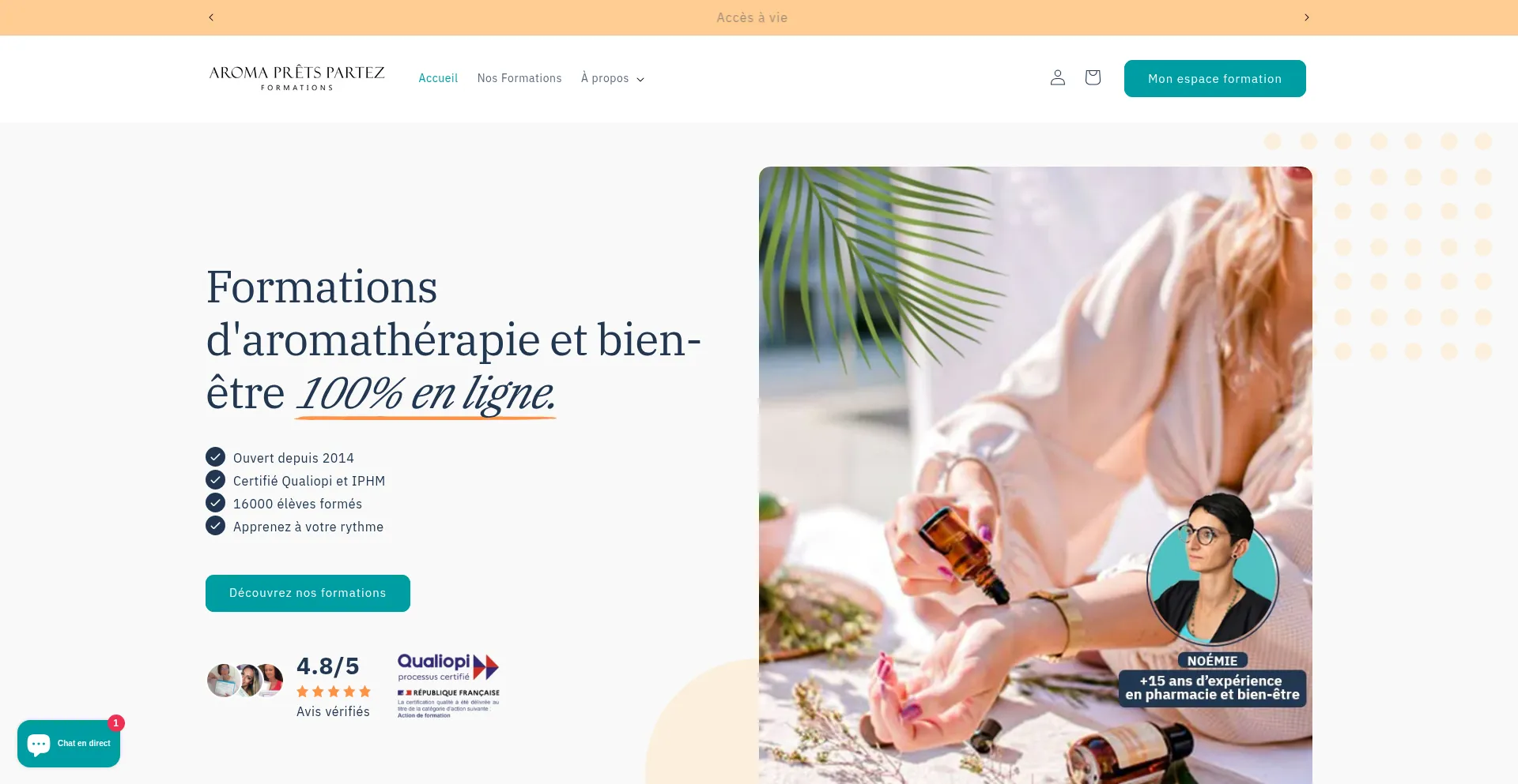 Website screenshot of Aromapretspartez.fr