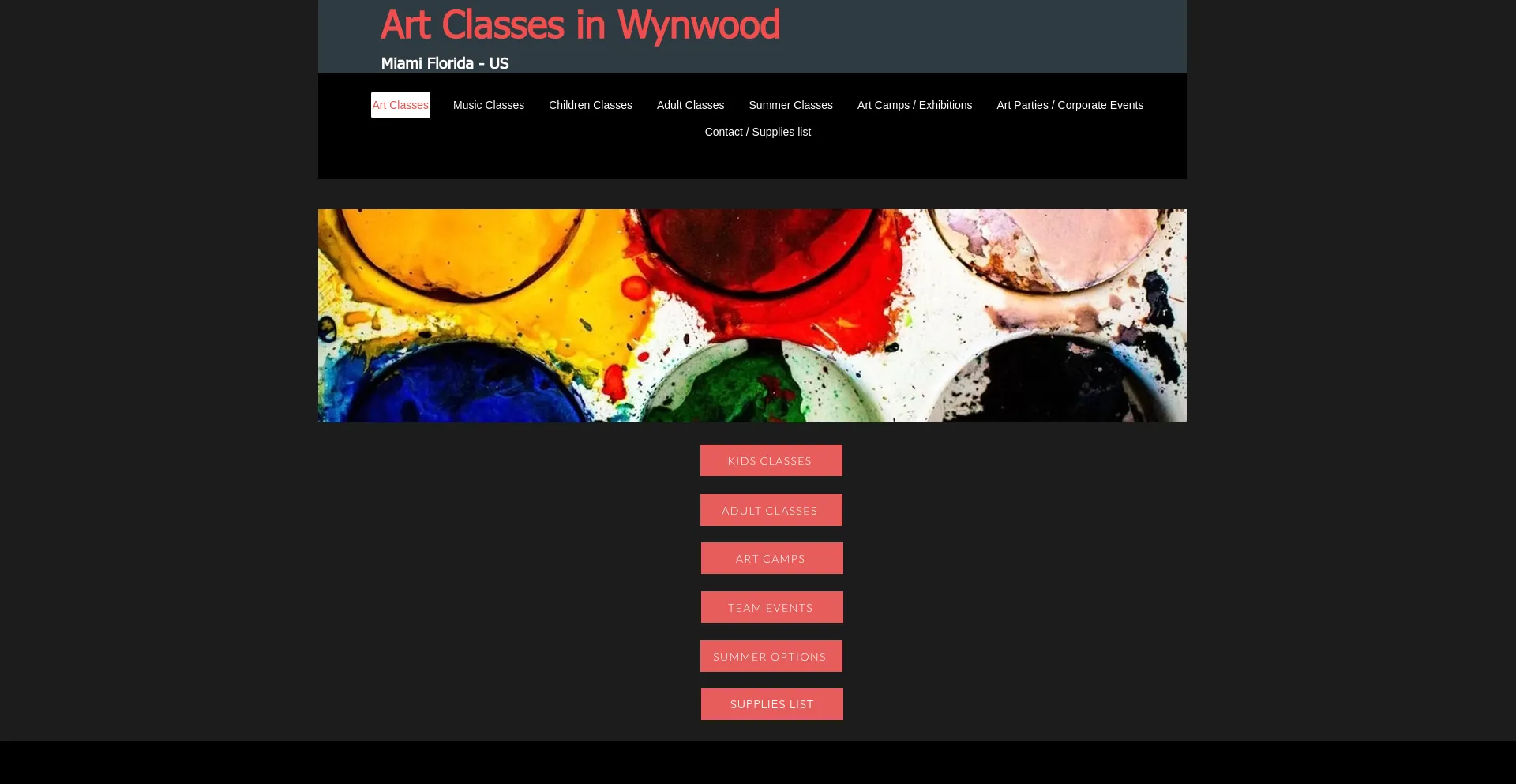 Website screenshot of Artclasseswynwood.com