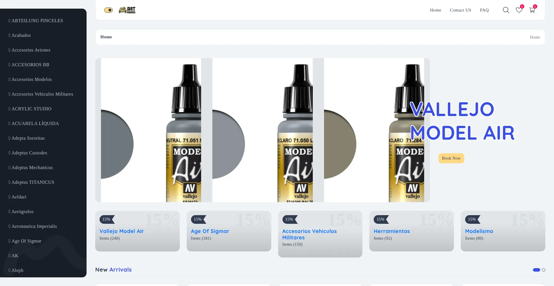 Website screenshot of Arthobbies.shop