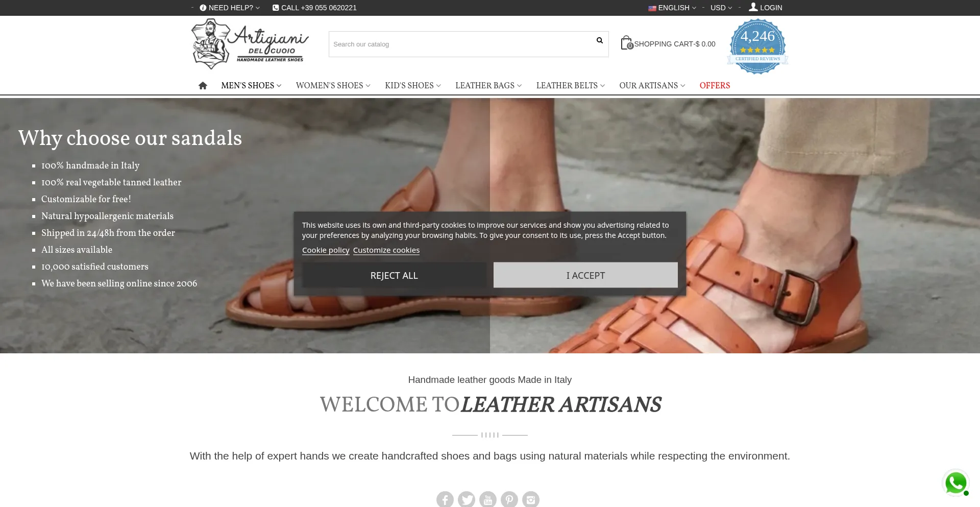 Artigianidelcuoio.com Screenshot