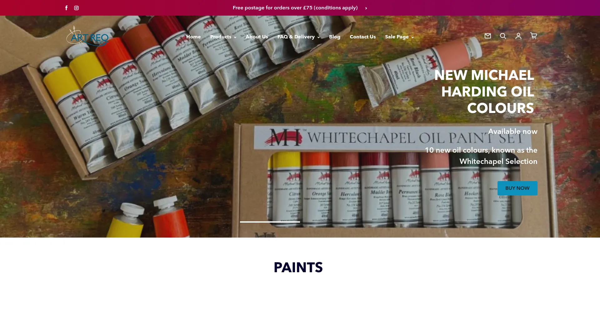 Website screenshot of Artreq.co.uk