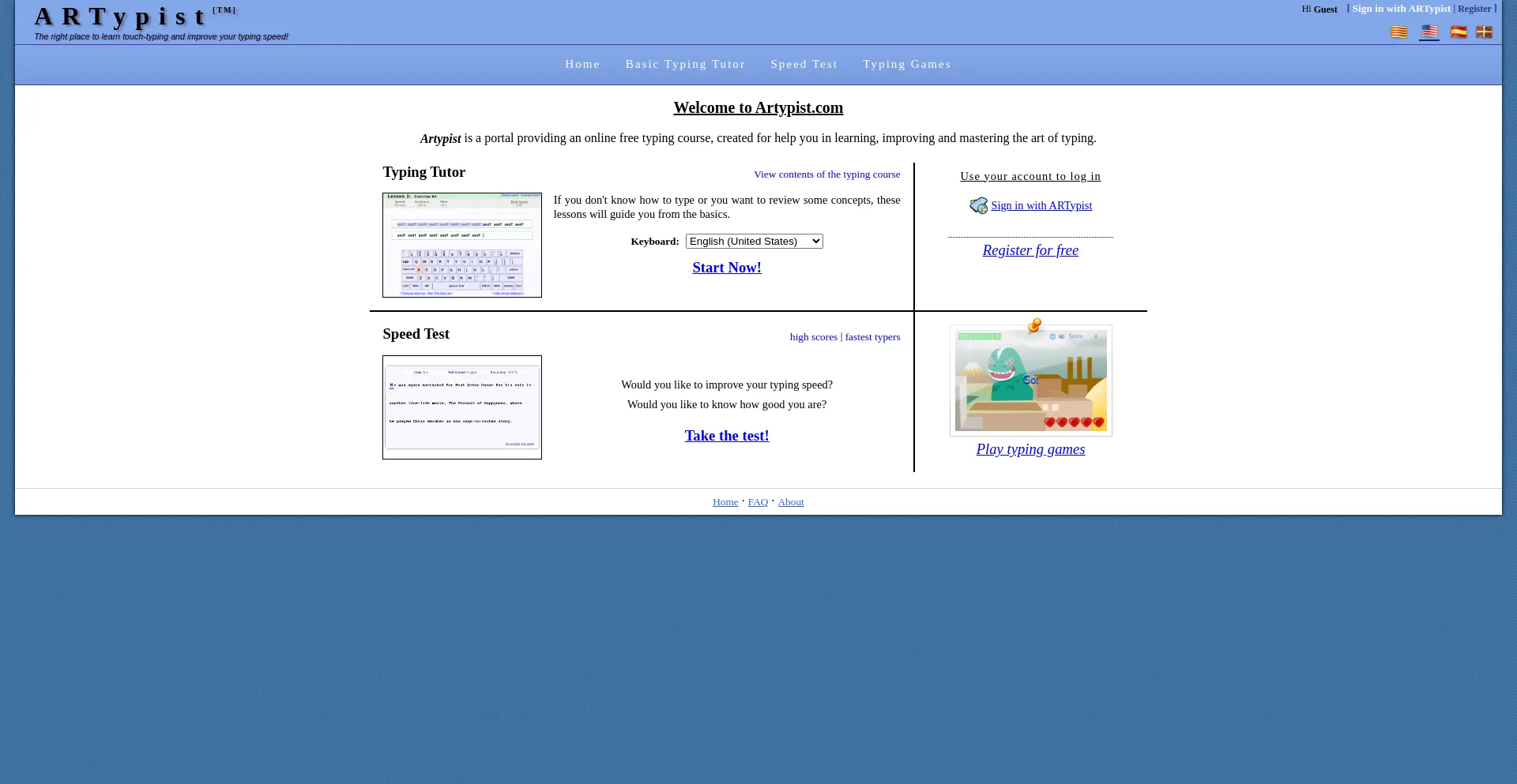Website screenshot of Artypist.com