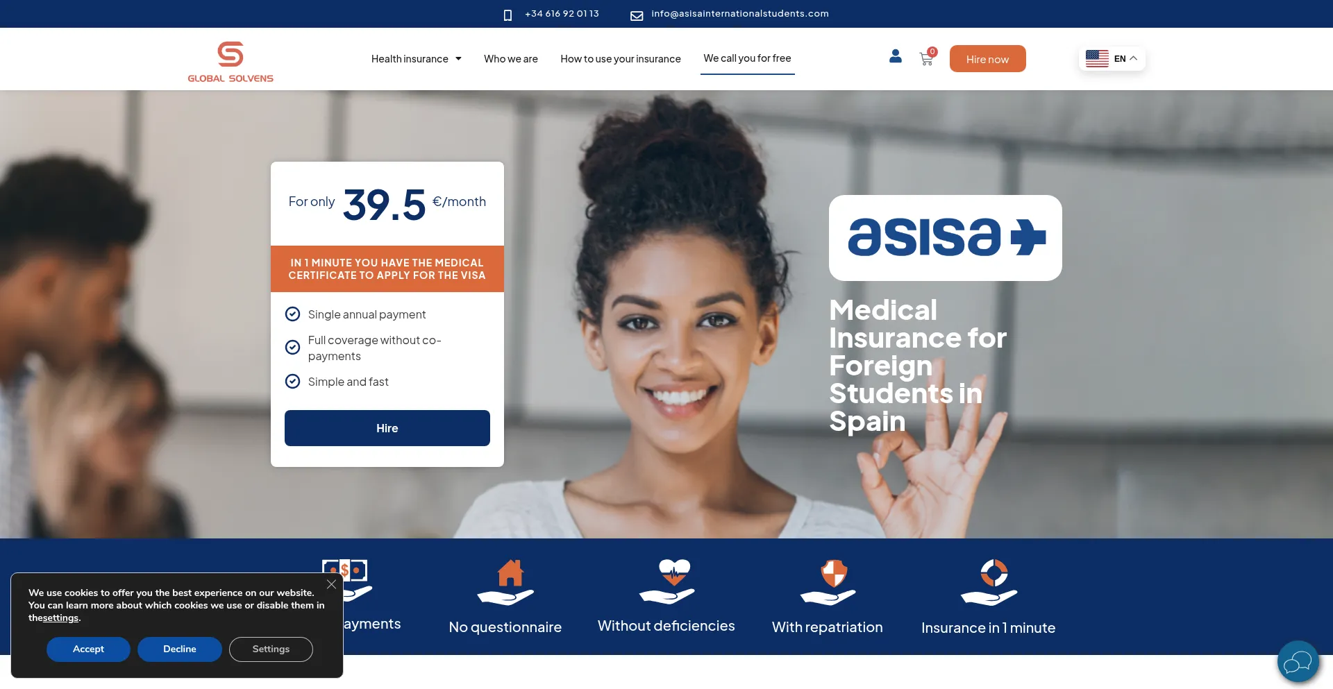 Website screenshot of Asisainternationalstudents.com