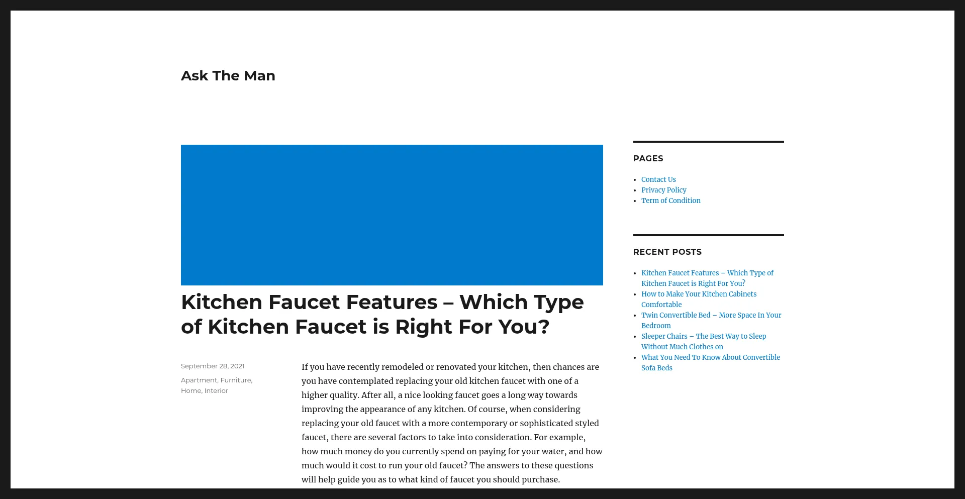 Website screenshot of Asktheman.xyz