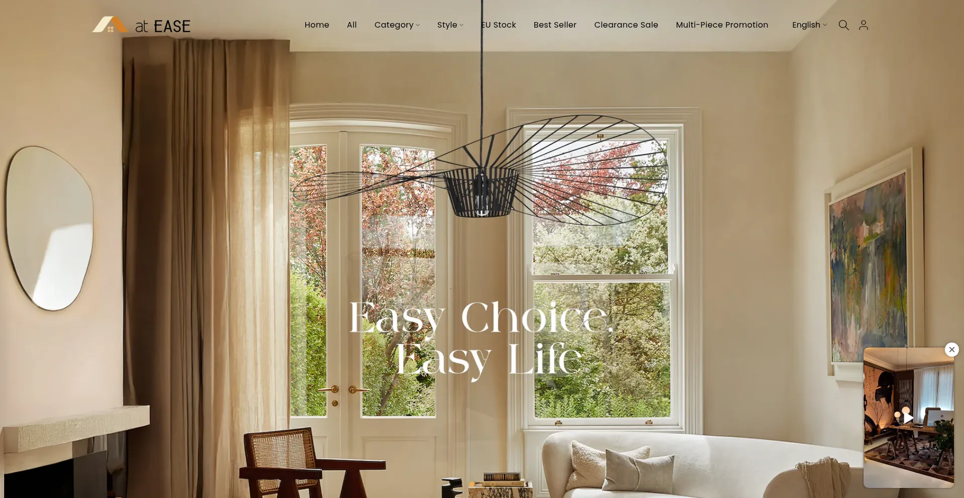 Website screenshot of Ateasehomelife.com