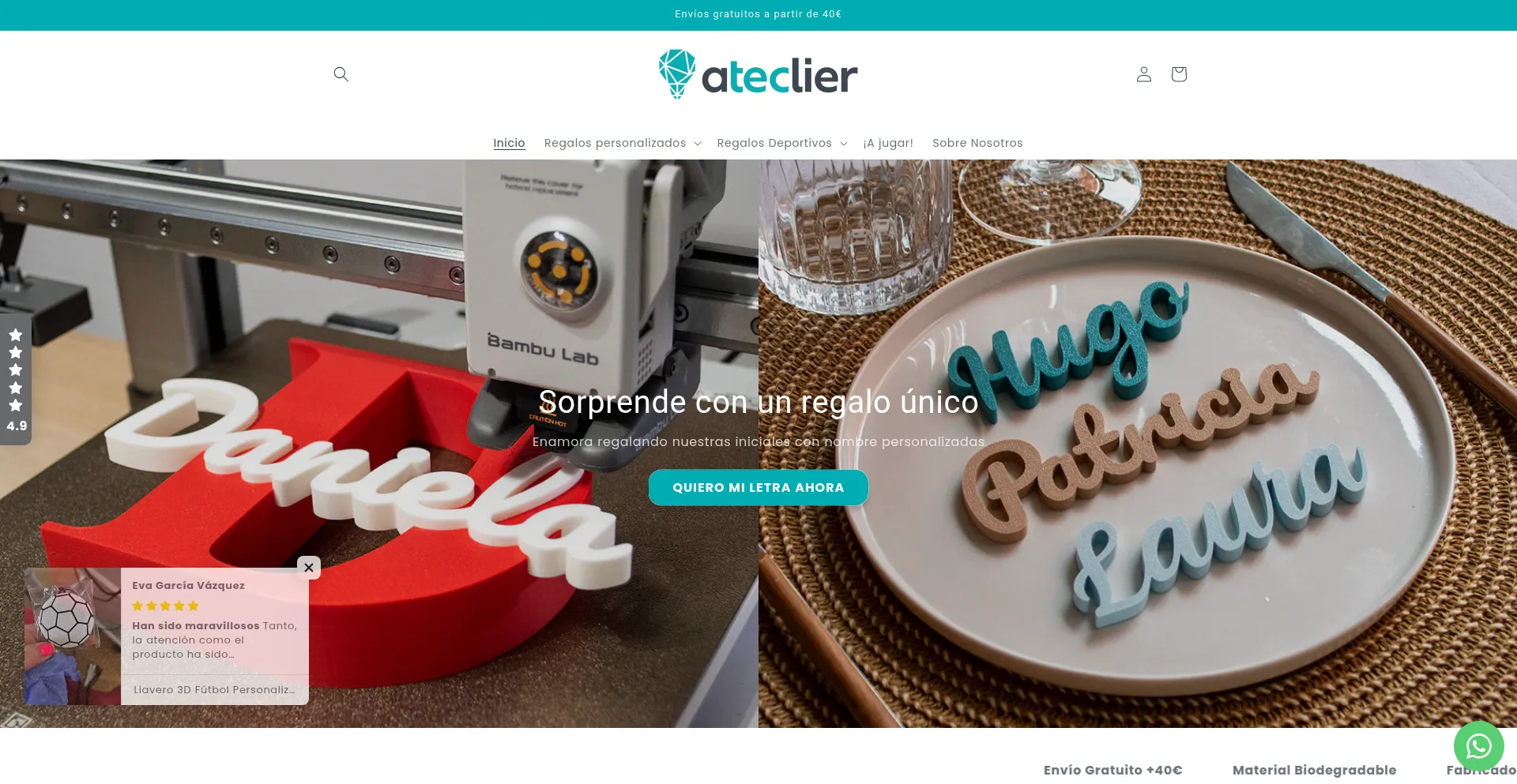 Website screenshot of Ateclier.com