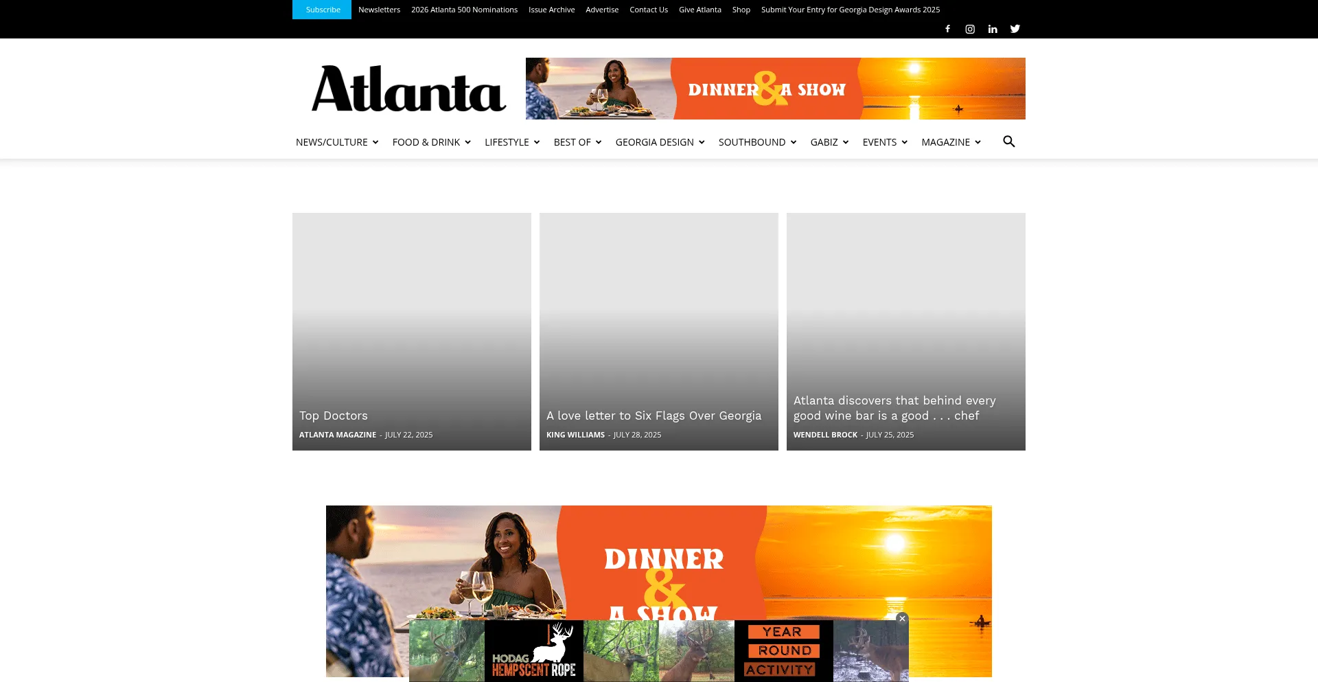 Website screenshot of Atlantamagazine.com