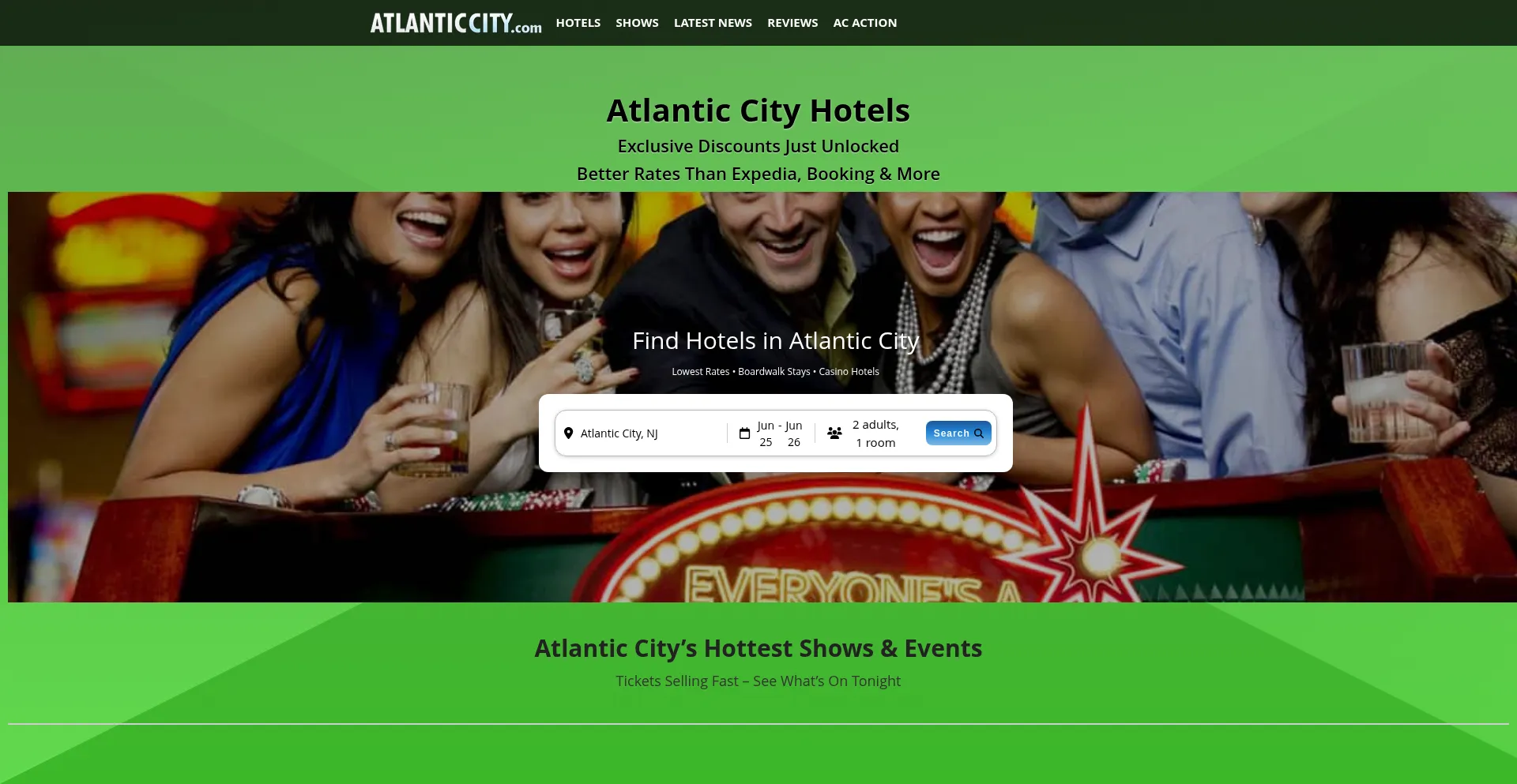 Website screenshot of Atlanticcity.com