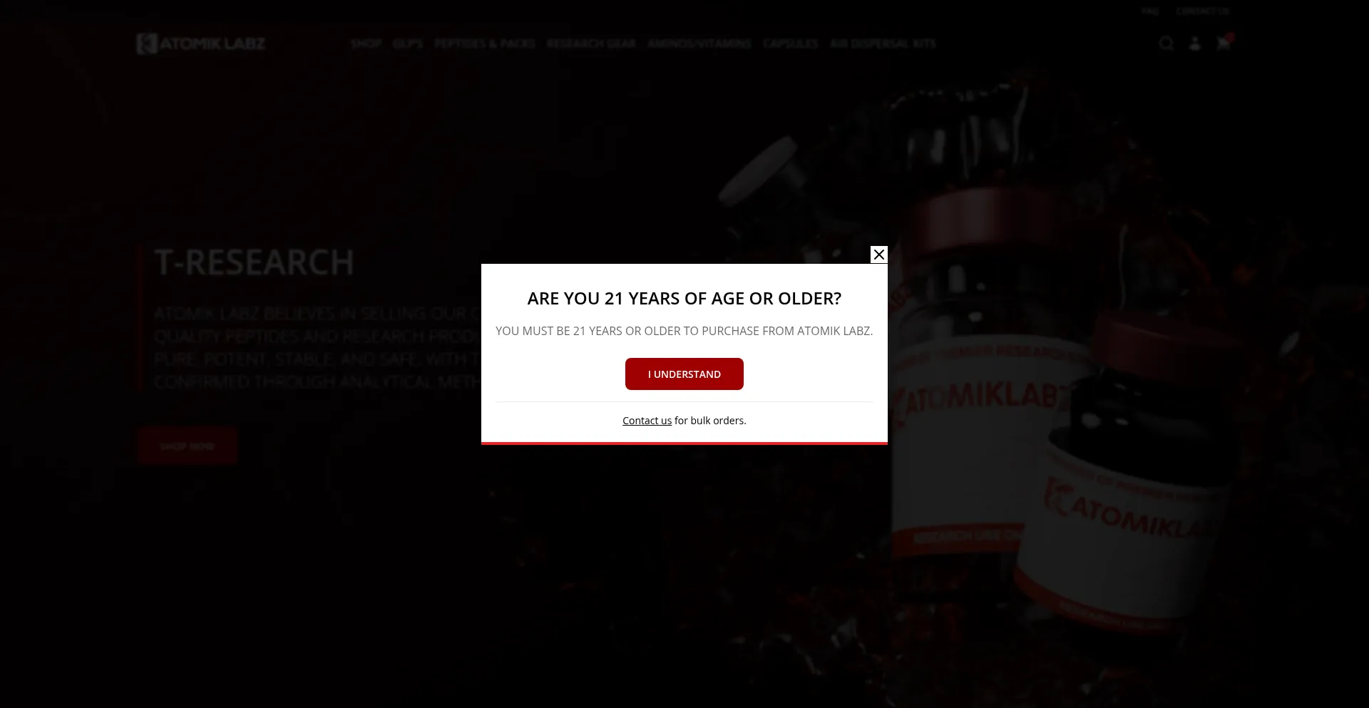 Website screenshot of Atomiklabz.com