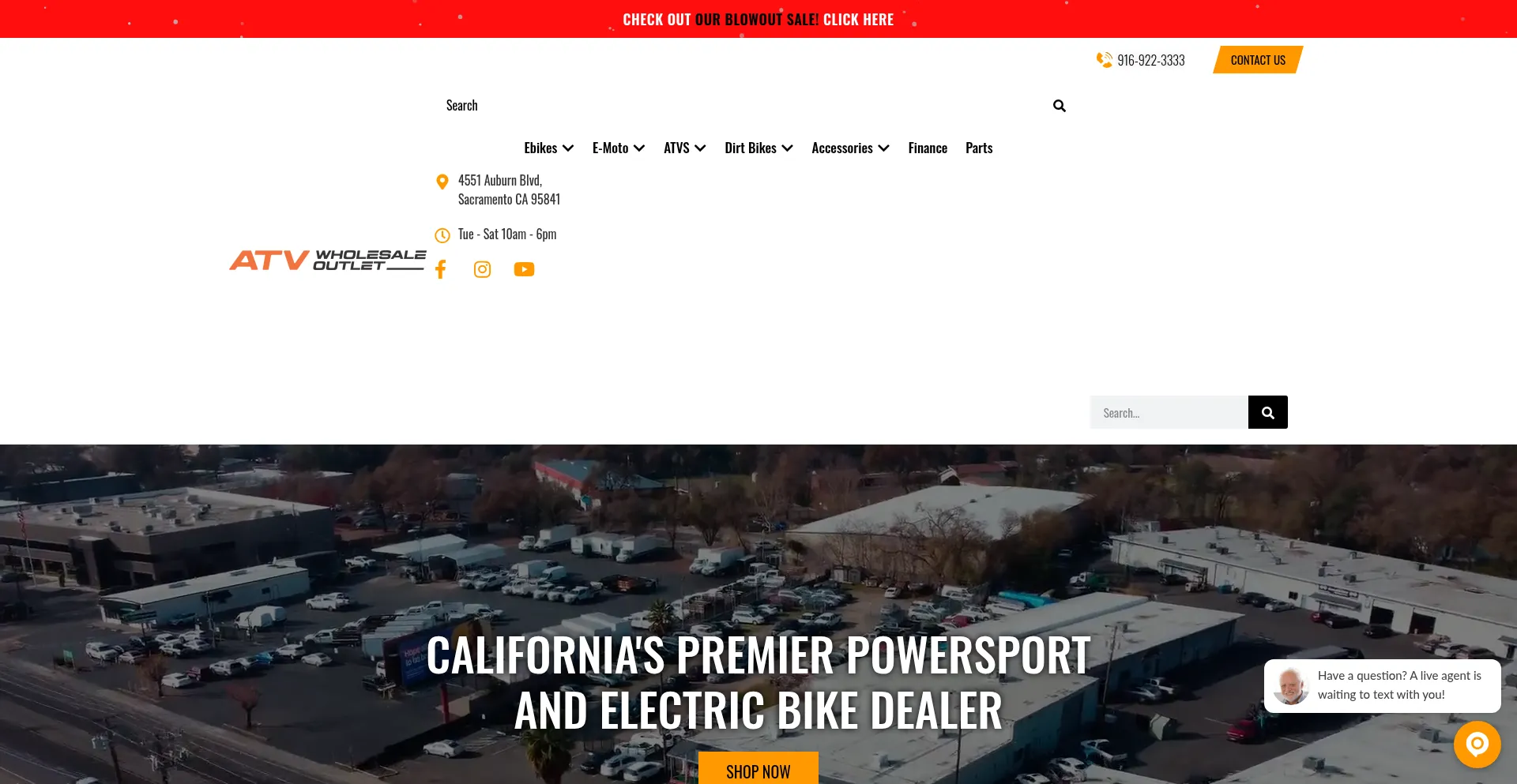 Website screenshot of Atvwholesaleoutlet.com